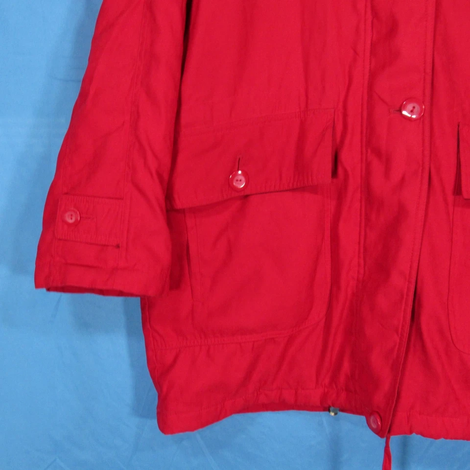 Chaqueta Parka LONDON FOG Roja REVESTIMIENTO ACOLCHADO Cremallera/Botón CAPUCHA PIEL SINTÉTICA Talla XL REG Foto 4 de 4