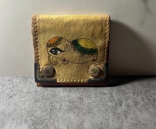 Vintage Wallet Coin Purse Elephant Design Leather Antique Art Deco OOAK