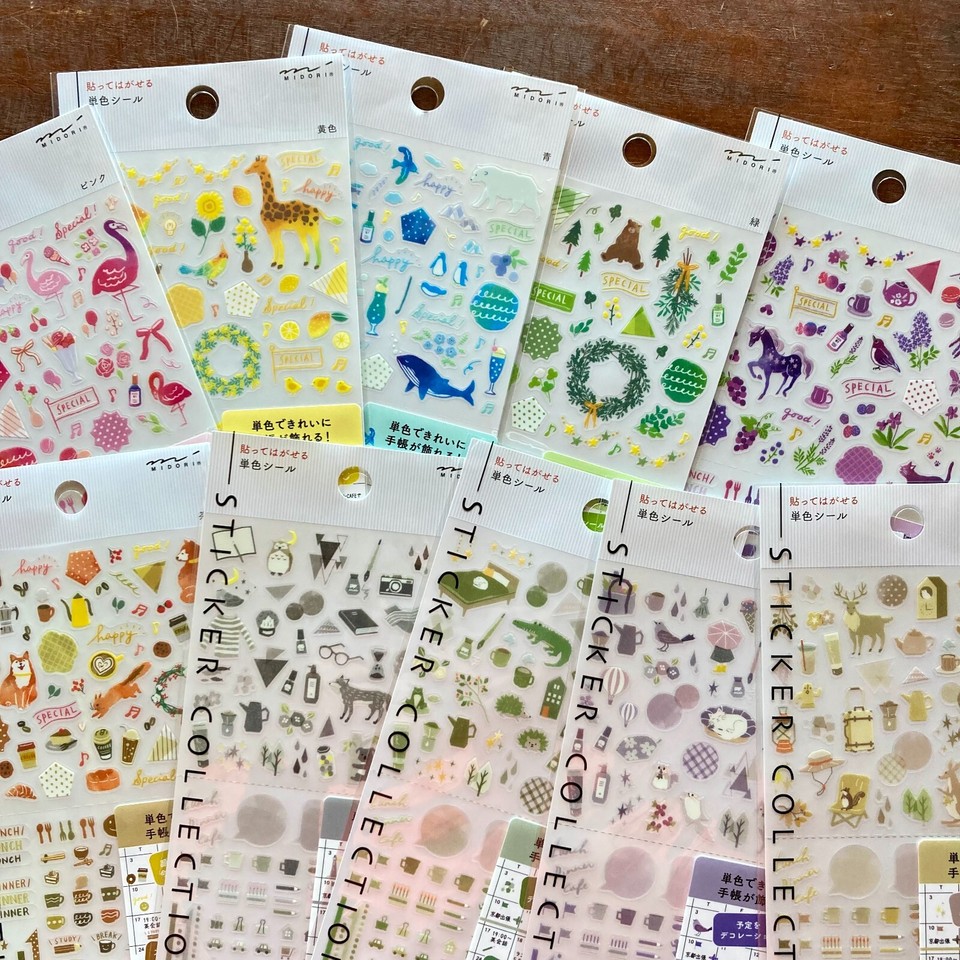 MIDORI Stickers for Notebook Color Schedule Seals 10 Type Stick and ...