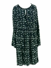 Simply Styled Women's XL Black Floral Keyhole Neck Long Sleeve Dress NEW