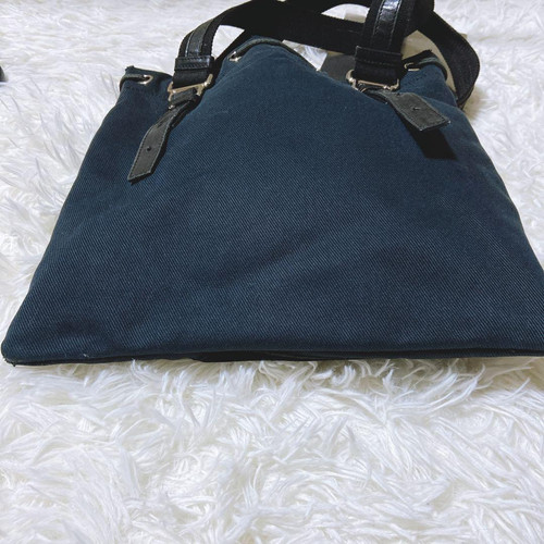 Yves Saint Laurent Kahala Tote Bag Leather Black Navy Made In Italy From Japan - Afbeelding 10 van 19