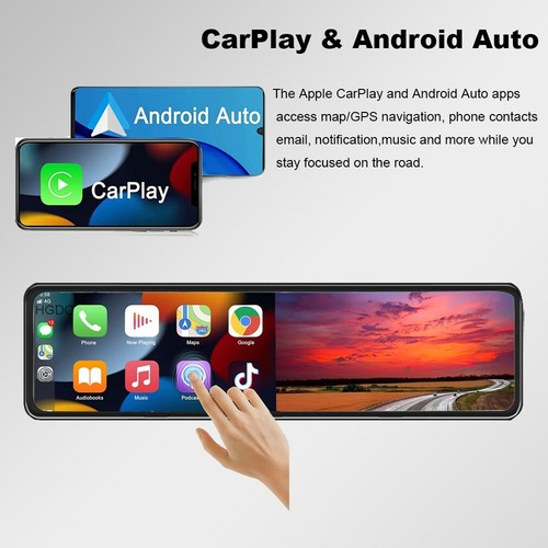 3 Channel Car DVR Dash Cam WIFI GPS HD 2.5K Rearview Mirror Carplay Android Auto - Picture 3 of 10