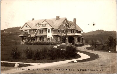 RPPC James Hartness Residence Springfield VT 1912 Real Photo Postcard D20