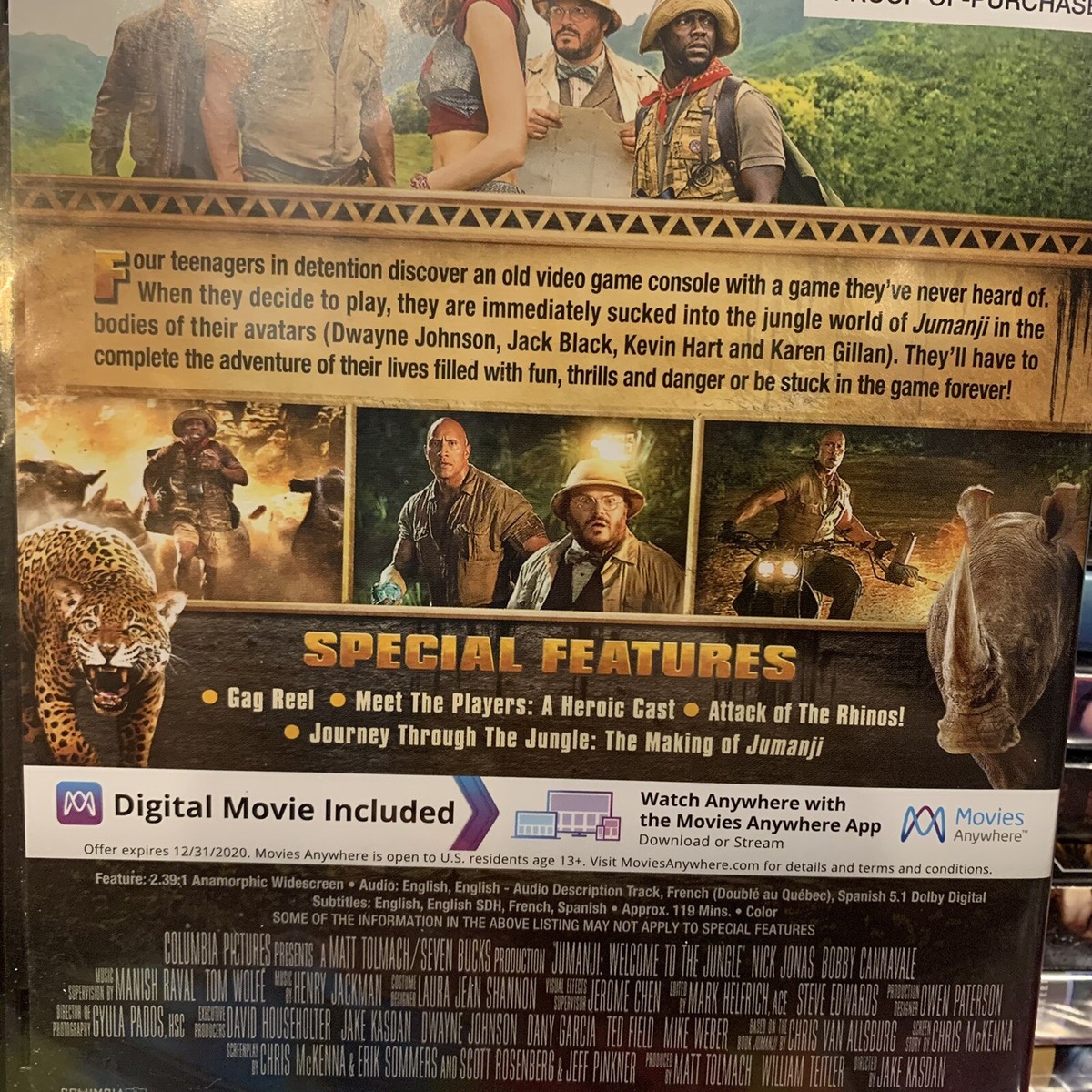 Jumanji Welcome to the Jungle 2017 DVD New! Dwayne Johnson Kevin Hart  Comedy!