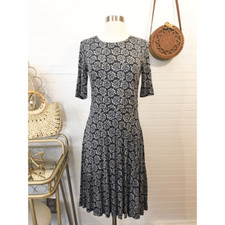 Loft Ann Taylor Paisley Navy Midi Dress