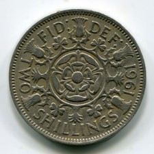 UK Queen Elizabeth II Two Shillings 1961 2s Florin - ACTUAL COIN