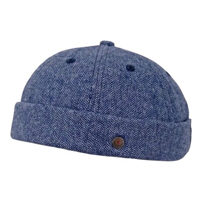 DOCKER MÜTZE  fine herringbone blau größenverstellbar warm