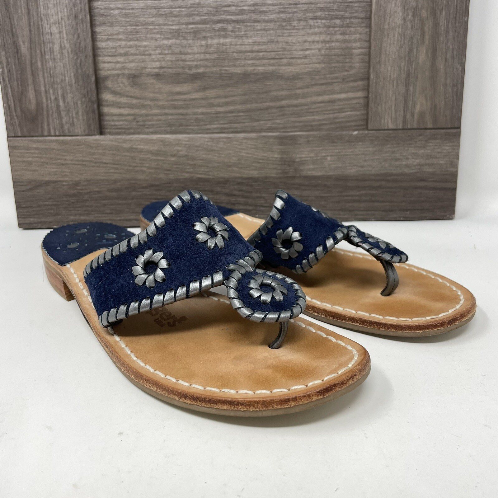 navy and white jack rogers sandals