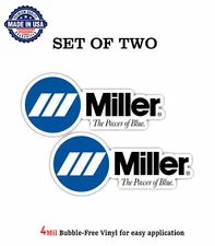 TWO MILLER ELECTRIC VINYL DECAL STICKER US MADE CAR TRUCK VEHICLE WELDER TOOLBOX