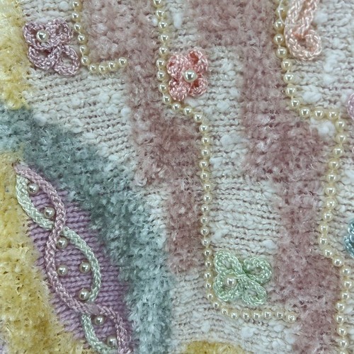 Vintage Jaclyn Smith pastel embroidered pearl sweater m retro 80s 90s casual - Picture 5 of 7