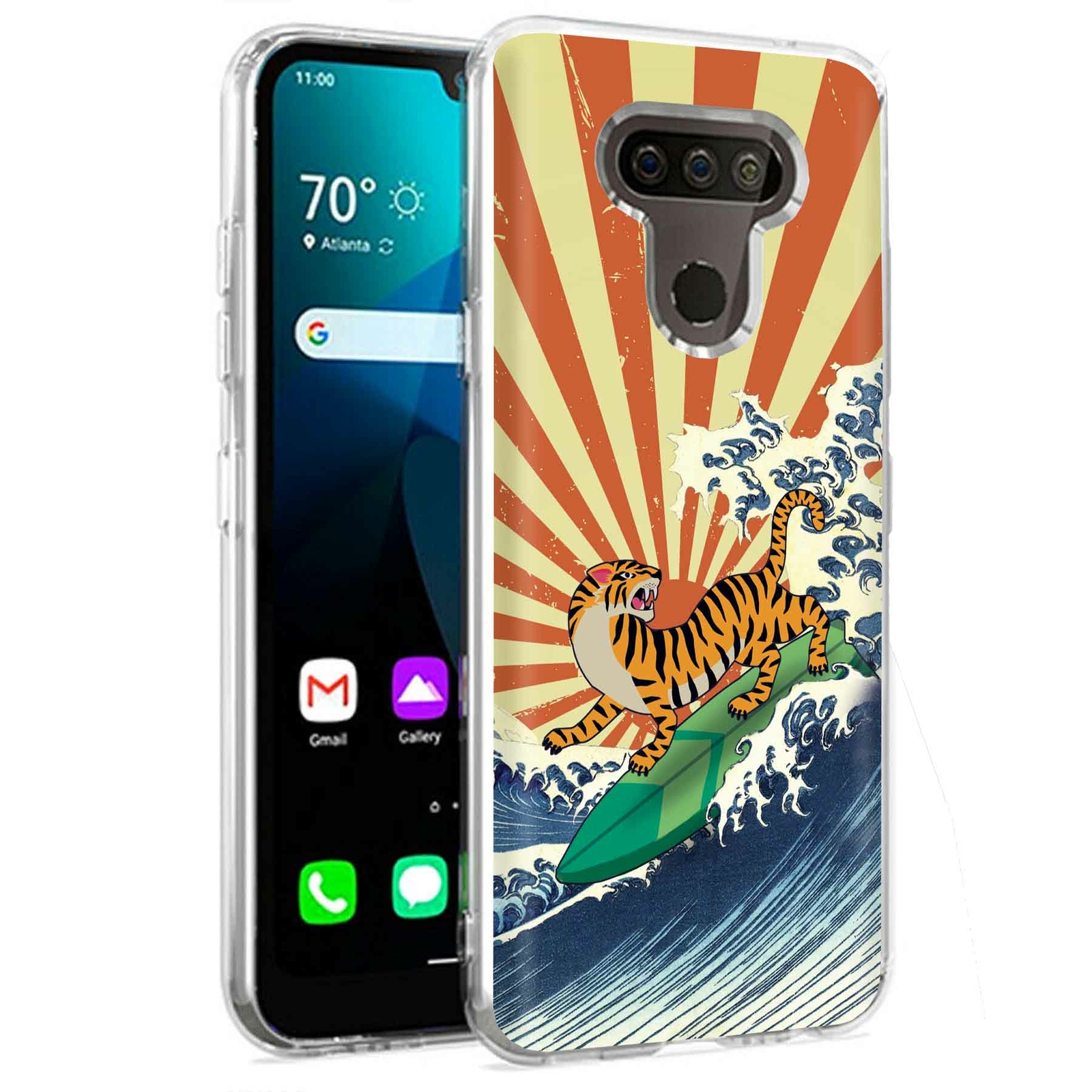 Phone Case for LG Harmony 4,Xpression Plus 3,K40S, Japanese Surfing Print