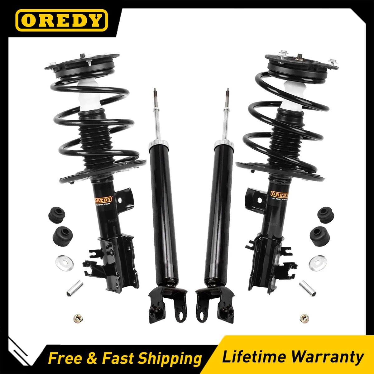 4pc Front & Rear Strut Shock Coil Spring Assly Kit for