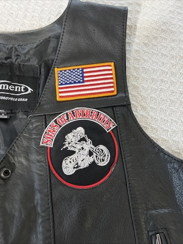 Xelement Advanced Motorcycle Gear Leather Vest, Men's Size X-Large Black - Picture 10 of 13
