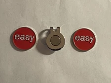 (2) 'That Was Easy' EASY Button 1" Coin Golf Markers With Bonus Hat Clip