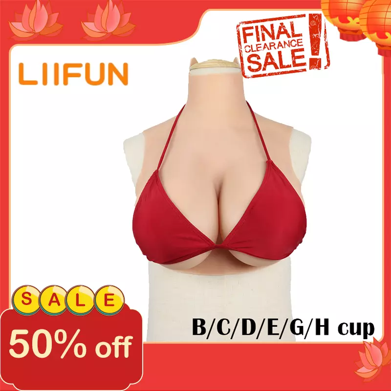 Silicone Breastplate Fake Boobs Fake Breasts Forms BH Cup Breast Plates  Transgender Cosplay Drag Queen,Brown,H Cup Silicone