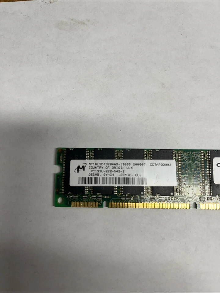 256MB SDRAM SDR SYNCH PC133 CL2 133 133MHZ 168PIN NON-ECC DUAL RANK 16X8 16CHIPS - Image 2 of 3
