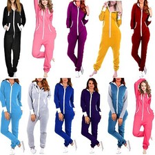 Women's Fleece Non-Footed OnePiece Onesie0 Adult Hooded Pajamas Ladies Jumpsuits
