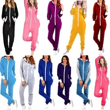 Women's Fleece Non-Footed OnePiece Onesie0 Adult Hooded Pajamas Ladies Jumpsuits