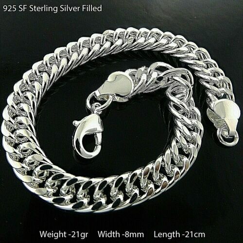 Stunning heavy vintage Sterling Silver 8 1/2 inch Men's bracelet