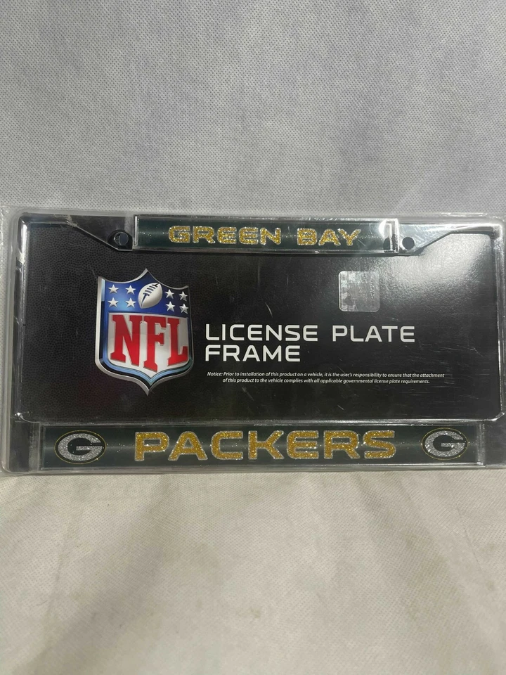 NUEVO-Rico GREEN BAY PACKERS Marcos de matrícula de metal cromado brillante paquete de 2 Foto 3 de 4