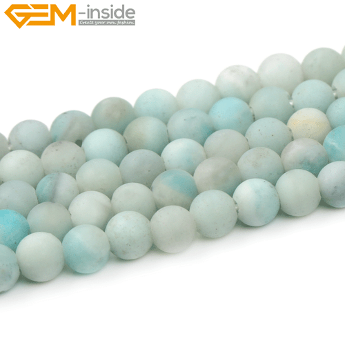 Big Hole Amazonite Beads 15" - Frosted Matte Blue Natural Stone Strand Making - Picture 12 of 23