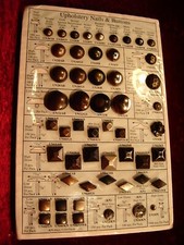 VINTAGE Upholstery Nails  Buttons Salesman Sample Display Board
