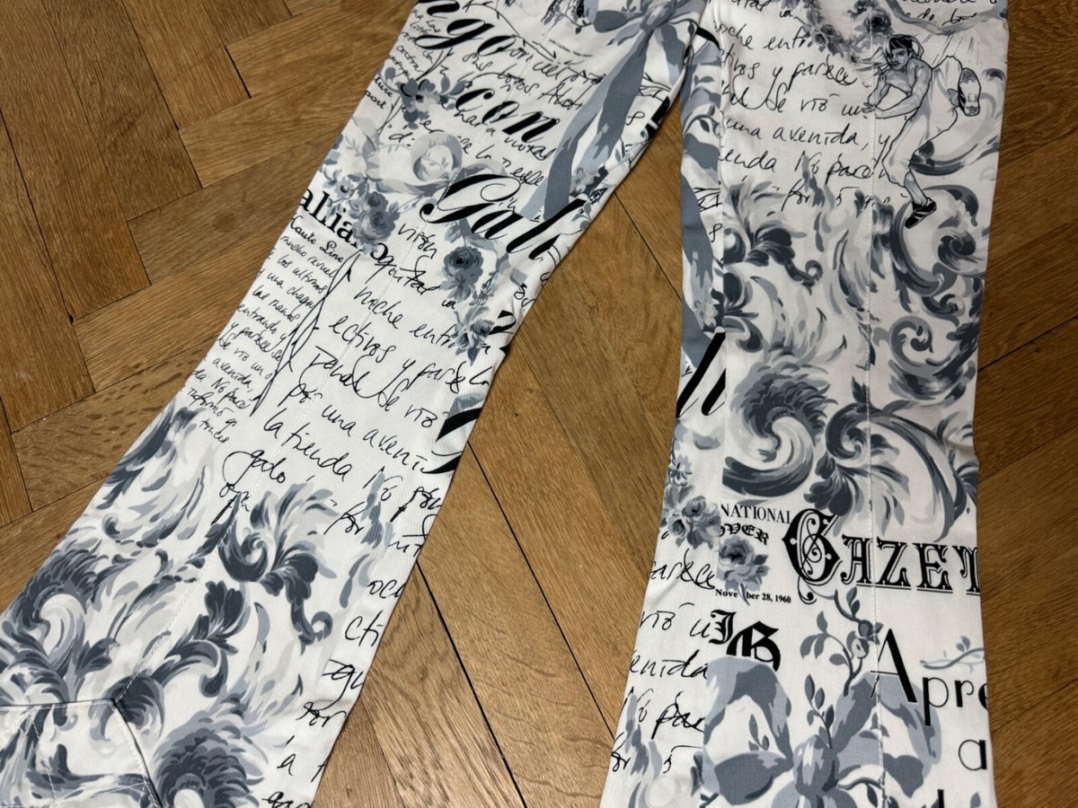 John Galliano Rare Gazette Newspaper Print Jeans | eBay