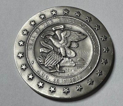 1968 ILLINOIS SESQUICENTENNIAL MEDAL .999 SILVER 4+ OZ SILVER