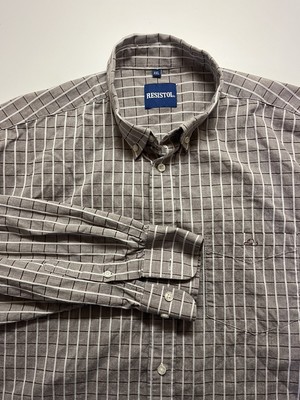 Resistol Mens Shirt XXL Plaid Button-Down Gray Cowboy Western