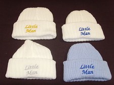 Baby Knitted Wool Embroidered Personalised Hat With Saying Little Man