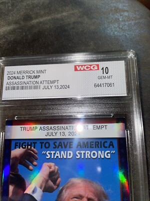 Trump Attentat Sammelkarte - Limited Edition Gem 10 - Historisches Sammlerstück