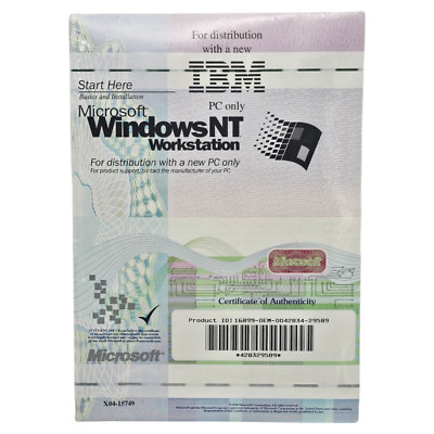New Sealed Microsoft Windows NT 4.0 Workstation with Booklet and Product ID OEM