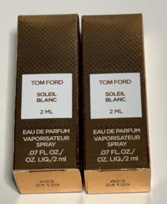 2 X Tom Ford Soleil Blanc Eau de Parfum Sample Spray 0.07oz/2ml NEW in Box