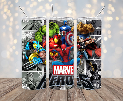 Marvel Heroes 20 oz Stainless Steel Tumbler Handmade