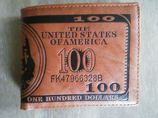New BENJAMIN FRANKLIN 100 Dollar Bill Wallet for MEN, Brown