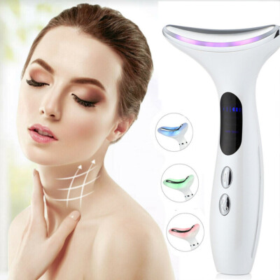 3 LED Photon Therapy Neck Massager Face Lifting Tool Vibration Anti-Wrinkle  US | eBay