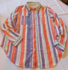 Unbranded ladies women's Striped Long Sleeve button up shirt Size M medium GUC