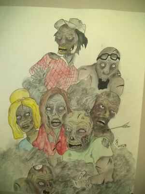 Original Drawn And Painted Poster Awesome Zombies Zombie Apocalypse￼!