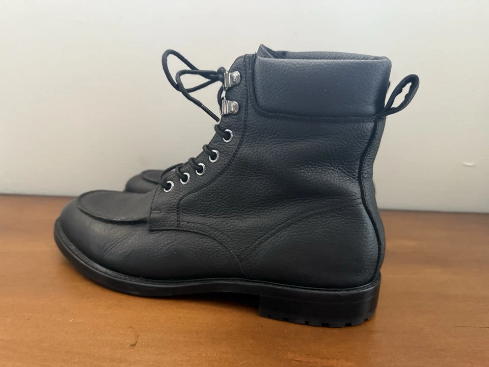 Botas de tornozelo masculinas Gordon Rush Owen EUA 7 botas Chukka couro preto avental biqueira em excelente estado usado - Imagem 2 de 4