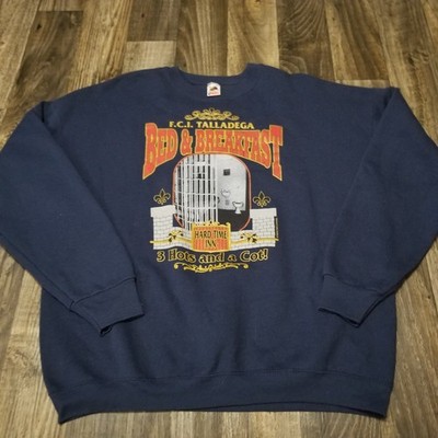 Vintage Hard Time Inn jail Talladega Prison Blue Sweatshirt XXL 3 Hots And A Cot