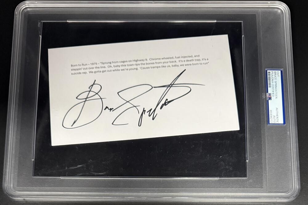 Bruce Springsteen Very Rare Signed Autograph PSA/DNA Encapsulated 7x9 Cut COA