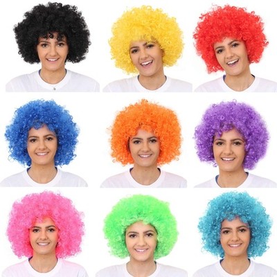 Afro Perücke Rosa, Karnevalsperücke mit Locken für Damen und Herren, 140 g, K...