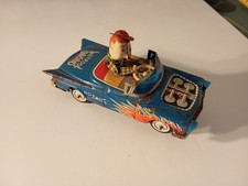 Vintage Yoshiya KO Bump N Go Tin Wind Up Blue HOT ROD Car Japan DEFECT