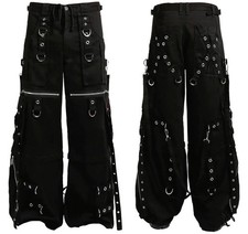 Gothic Black Cotton Punk Rock Emo Trip Pants