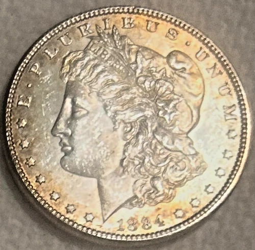 1884 P Morgan beautiful coin very bright AU/BU, lots of luster free ship Sigma++