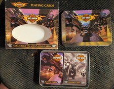 Vtg 2002 Harley Davidson Collectible Tin 2 Decks Playing Cards New