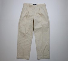 Vtg 90s Polo Golf Ralph Lauren Pleated Wide Leg Chino Pants Mens W36 L30 Stone