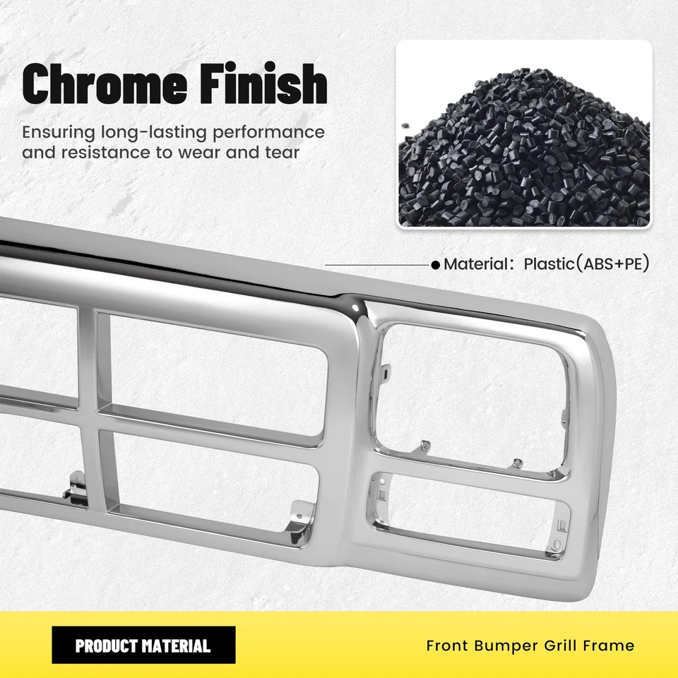 Fits Dodge D150 D250 W350 1991-93 Ramcharger Chrome Grille Frame Shell Surround - Изображение 4 из 4