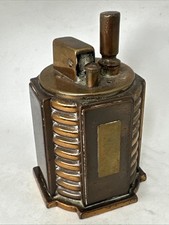 Vintage Ronson Art Metal Works Turret Touch Tip Table Lighter - Georgian Bronze
