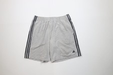 Vtg Y2K 2004 Adidas Mens Large Faded Spell Out Striped Above Knee Shorts Gray